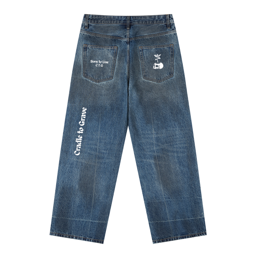 Mens CTG Born to Live jeans -  Baggy - Blue denim